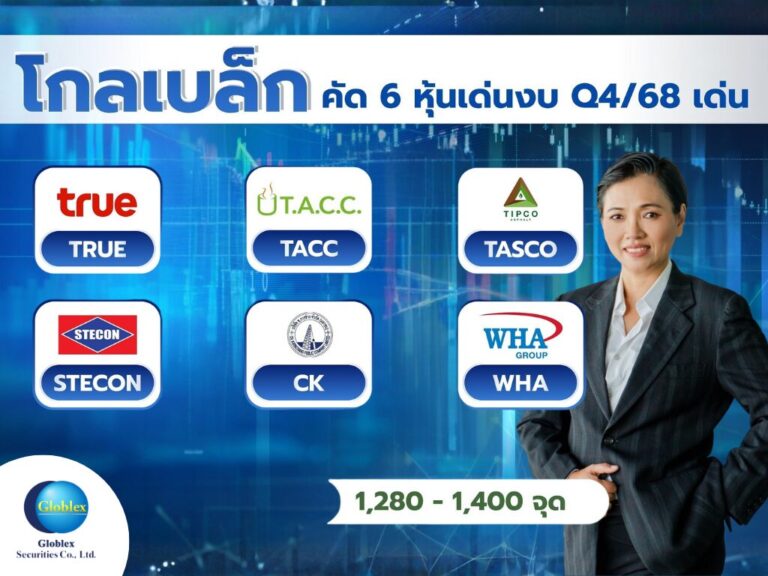 “โกลเบล็ก” ชี้หุ้นไทยเดือน ก.พ. คึก รับแรงหนุนรัฐบาลใหม่ แนะกลยุทธ์ลงทุน 6 หุ้นเด่นงบ Q4/68 เด่น